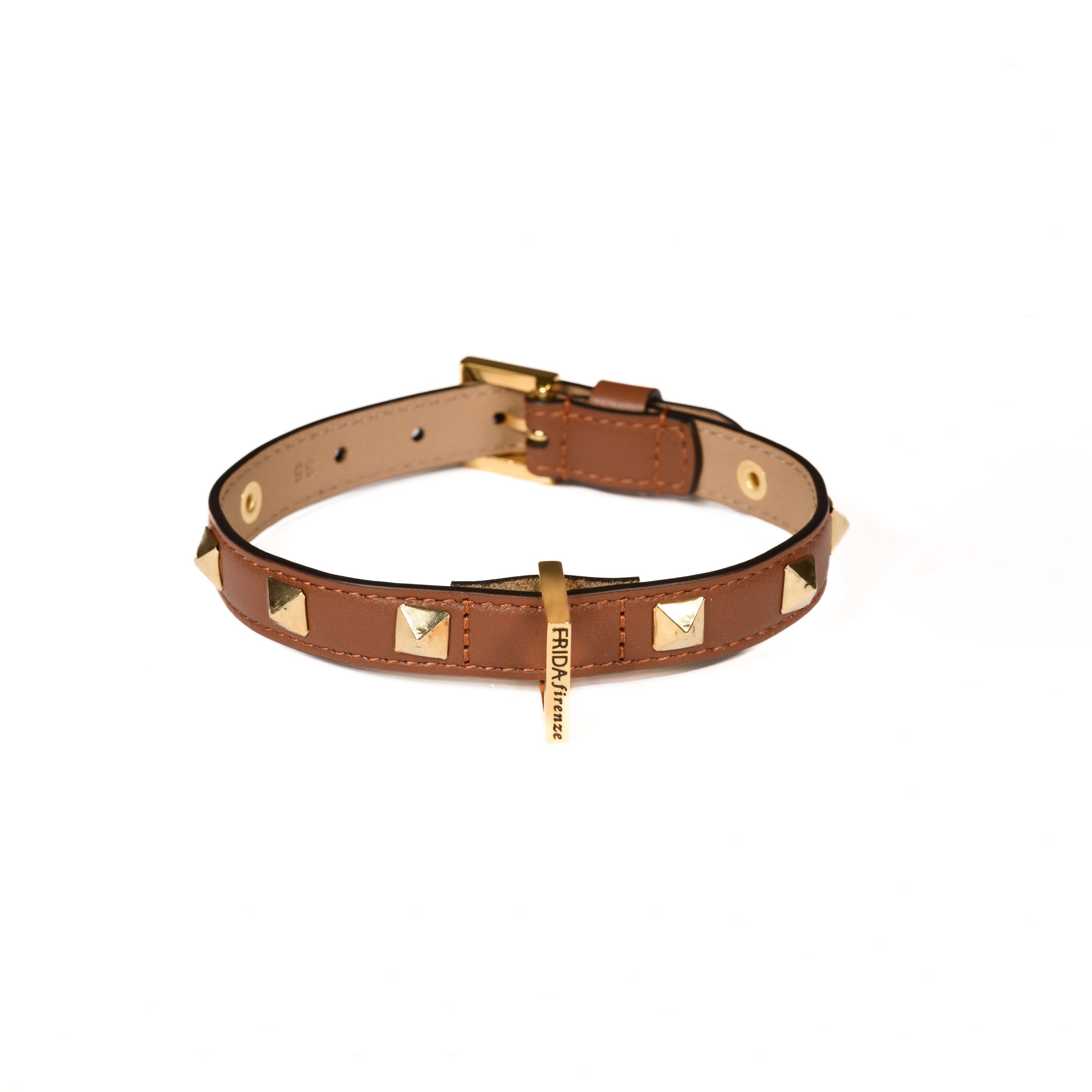 Pyramid Brown Leather Collar 35cm (13.77