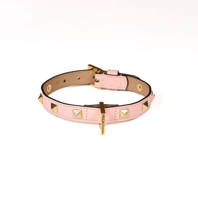 Pyramid Pink Leather Collar