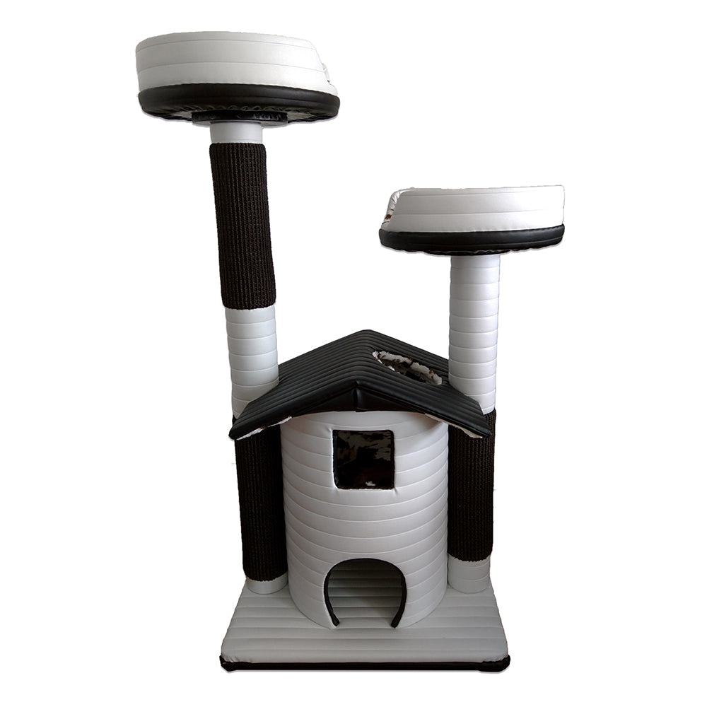 Queen's Kastle Deluxe Luxury Cat Tower with 2 Cat Beds Ivory Evelyn