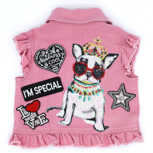 Queen Dog Kids Denim Vest