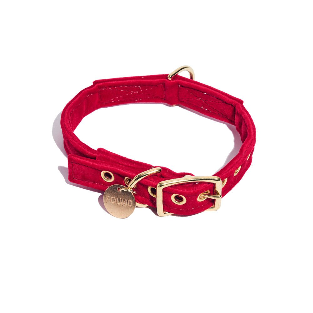 Red Washable Velvet Cat & Dog Collar