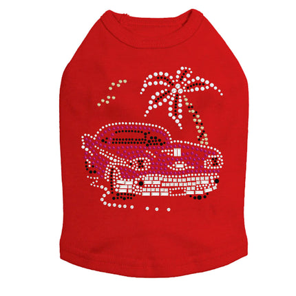 Car with Palm Tree (Pink) - Dog Tank