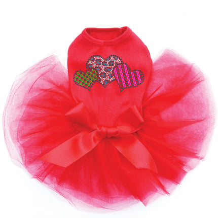 Leopard, Checks, & Stripes (Multicolor) Hearts - Dog Custom Tutu