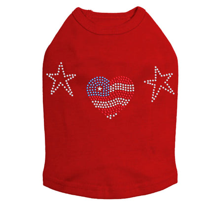 Patriotic Heart with Stars - Dog Tank