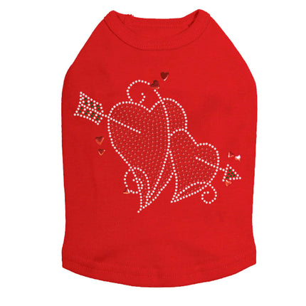 Red Rhinestone Hearts with Arrow - Dog Tank