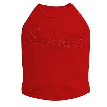 Sweet (Red Rhinestuds) - Dog Tank