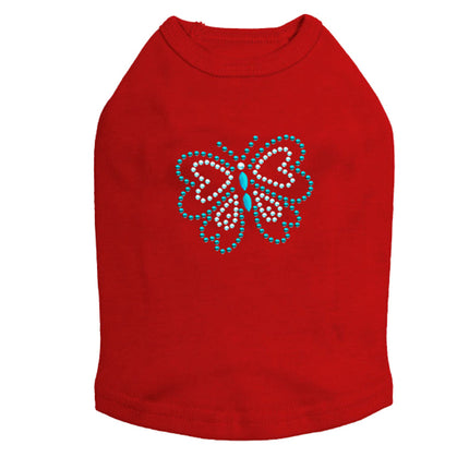 Blue Rhinestud Butterfly - Dog Tank