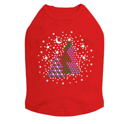 Purple & Green Christmas Trees with Snowflakes - Dog Tank