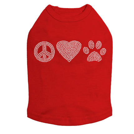 Peace, Love, Paw (Rhinestone) - Dog Tank