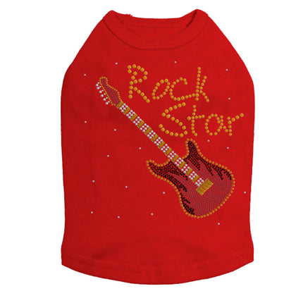 Rock Star with Red & Gold Guitar - Dog Tank