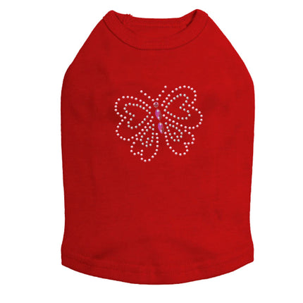 Pink Rhinestud Butterfly - Dog Tank