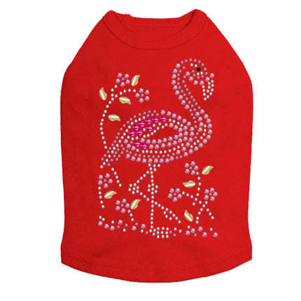 Pink Flamingo with Nailhead Flowers - Dog Tank