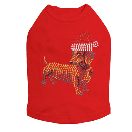 Dachshund 2 with Santa Hat - Dog Tank