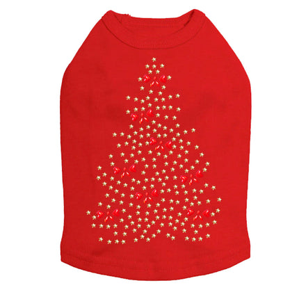 Gold Christmas Tree with Red Bows - Dog Tank