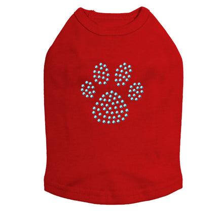 Paw (Blue Rhinestuds) - Dog Tank