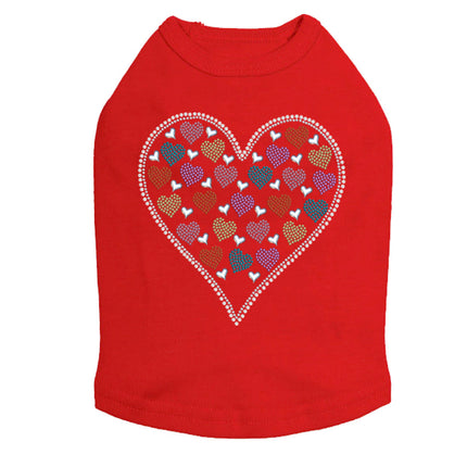 Heart with Multicolor Rhinestud Hearts - Dog Tank