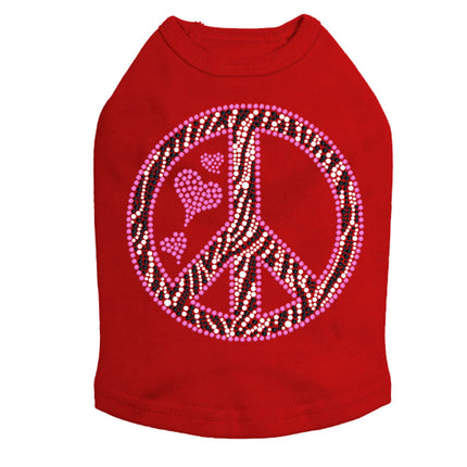 Peace Sign (Pink & Zebra Print) - Dog Tank