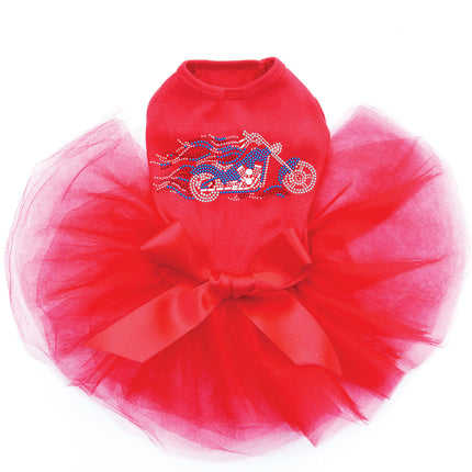 Motorcycle (Large Red, White, & Blue with Flames) - Custom Tutu