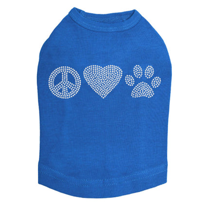 Peace, Love, Paw (Rhinestone) - Dog Tank