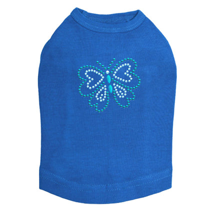 Blue Rhinestud Butterfly - Dog Tank