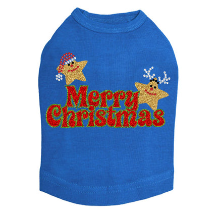 Merry Christmas Glitter Stars - Dog Tank