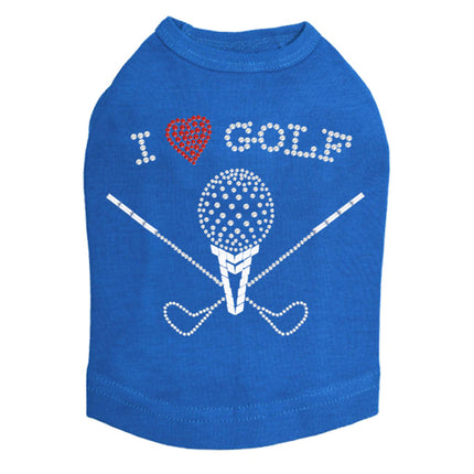 I Love Golf (Large) - Dog Tank