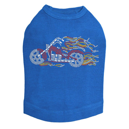 Motorcycle - Red with Flames - Dog Tank