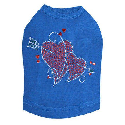 Red Rhinestone Hearts with Arrow - Dog Tank