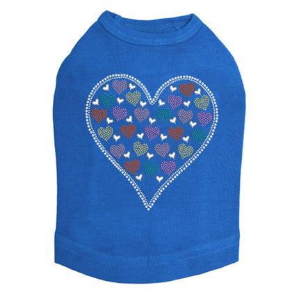 Heart with Multicolor Rhinestud Hearts - Dog Tank