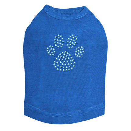 Paw (Blue Rhinestuds) - Dog Tank