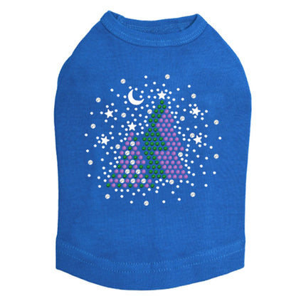 Purple & Green Christmas Trees with Snowflakes - Dog Tank