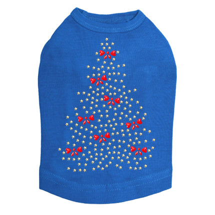 Gold Christmas Tree with Red Bows - Dog Tank