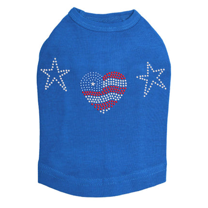 Patriotic Heart with Stars - Dog Tank