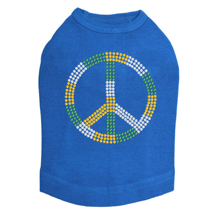 Peace Sign (Green, Gold, & Clear) - Dog Tank