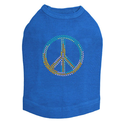 Peace Sign (Blue, Orange, Yellow, & Green) - Dog Tank