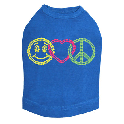 Smiley Face, Love, Peace - Dog Tank