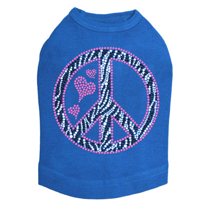 Peace Sign (Pink & Zebra Print) - Dog Tank