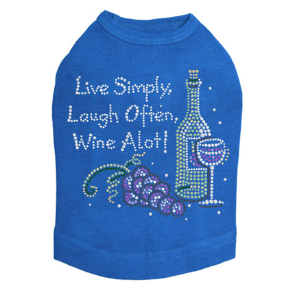 Wine Bottle, Glass & Grapes - Live Simply... - Dog Tank