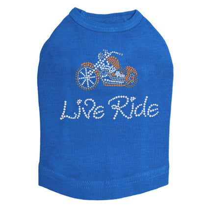 Live - Ride - Orange Motorcycle - Dog Tank