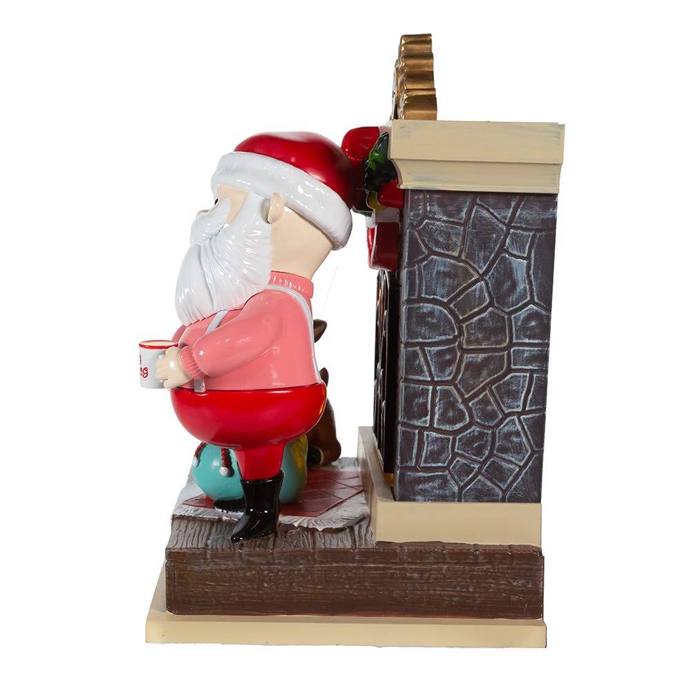 Kurt Adler 7-Inch Battery-Operated Rudolph and Santa Fireplace Table Piece