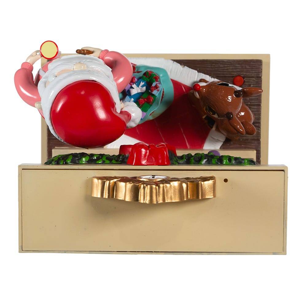 Kurt Adler 7-Inch Battery-Operated Rudolph and Santa Fireplace Table Piece