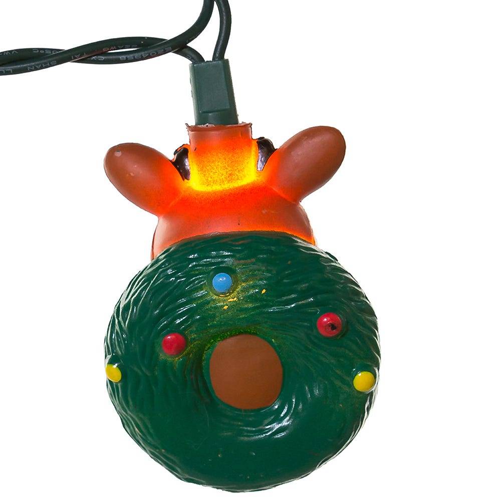 Kurt Adler 10-Light Rudolph Head with Wreath Light Set