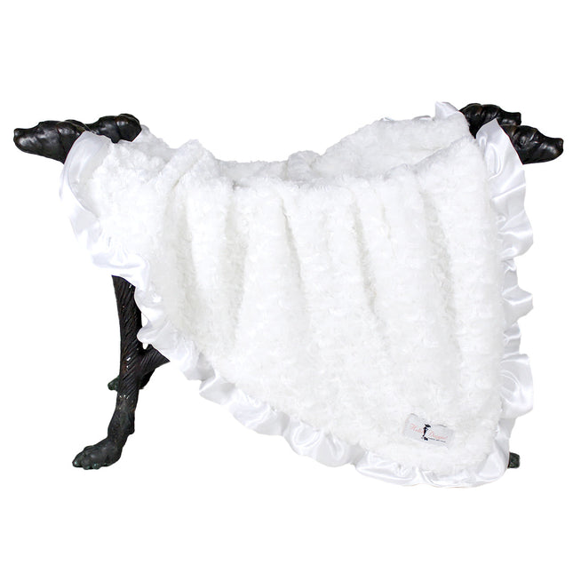 Baby Ruffle Dog Blanket (White)