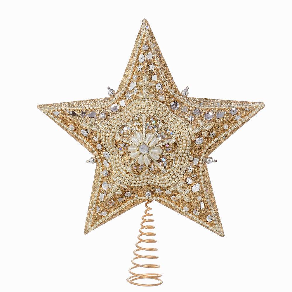 Kurt Adler 13.5-Inch Platinum Star Treetop with Glitter