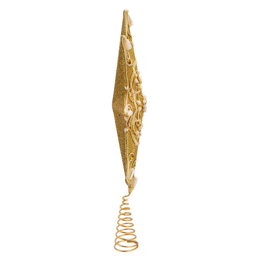 Kurt Adler 16-Inch Pearl and Gold Shimmer 8-Point Star Tree Topper