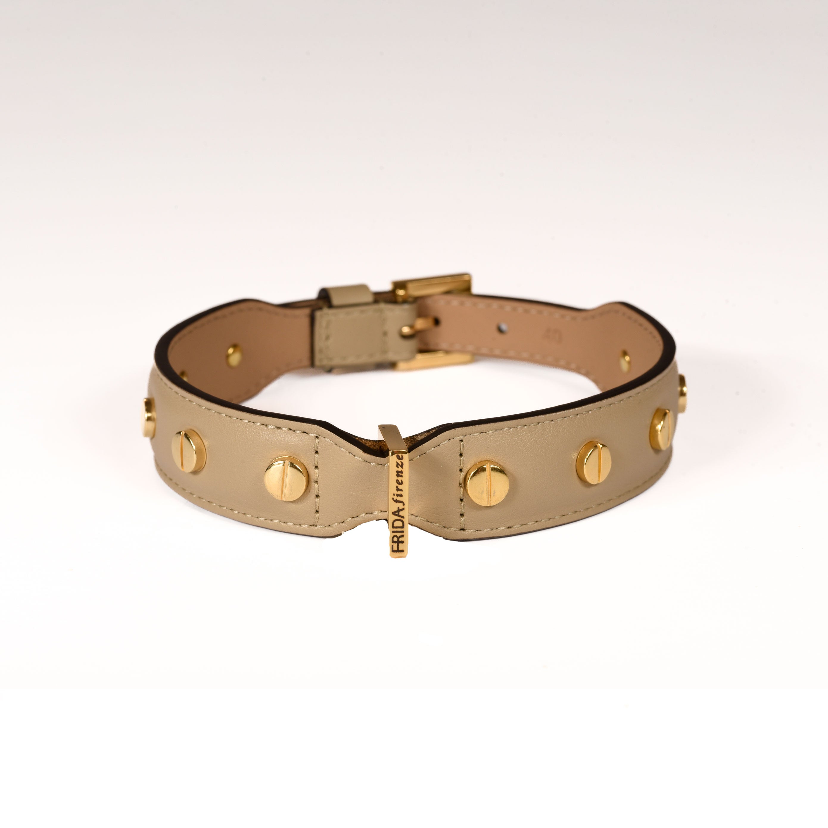 Stud Screw Mud Leather Collar 50cm (19.68