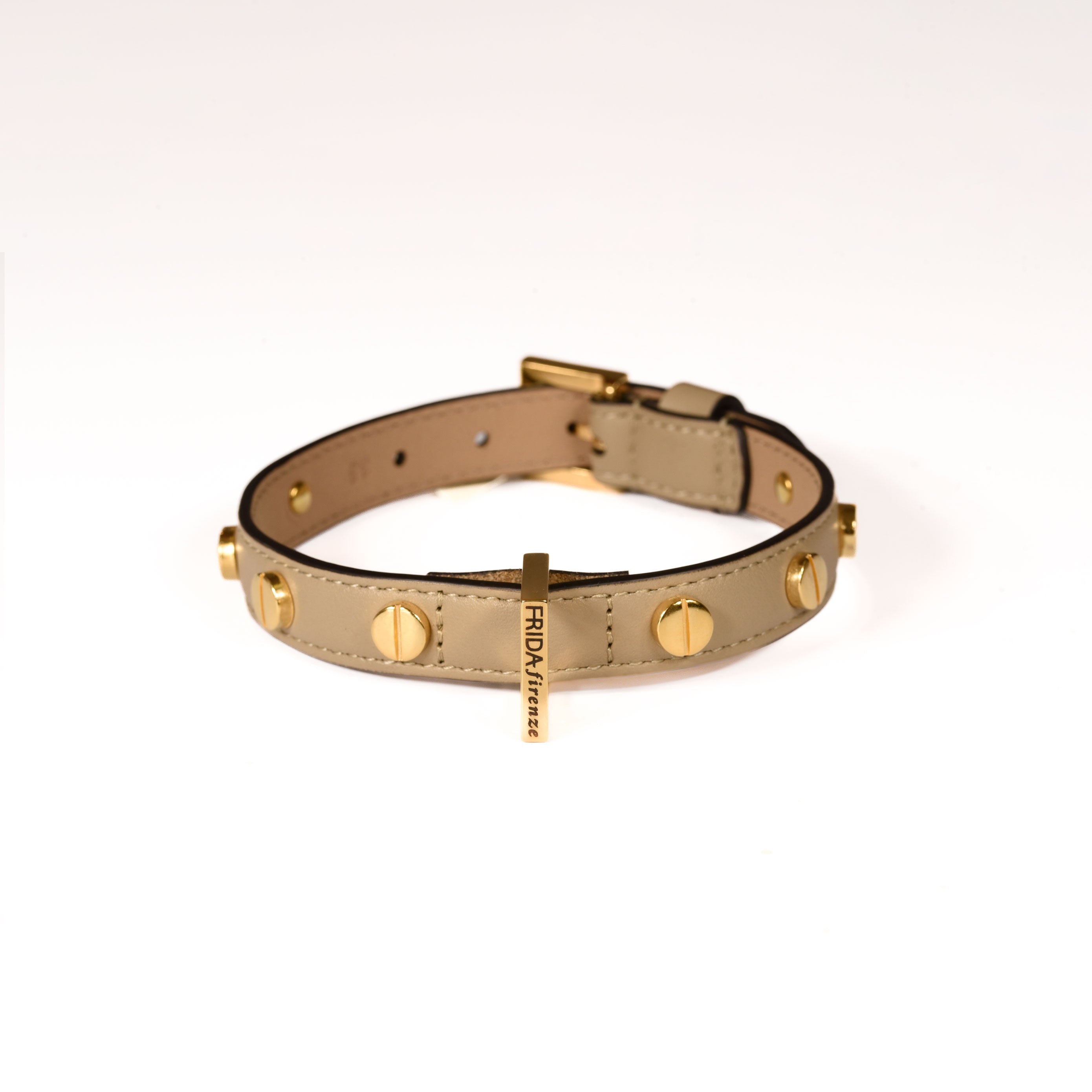 Stud Screw Mud Leather Collar 35cm (13.77