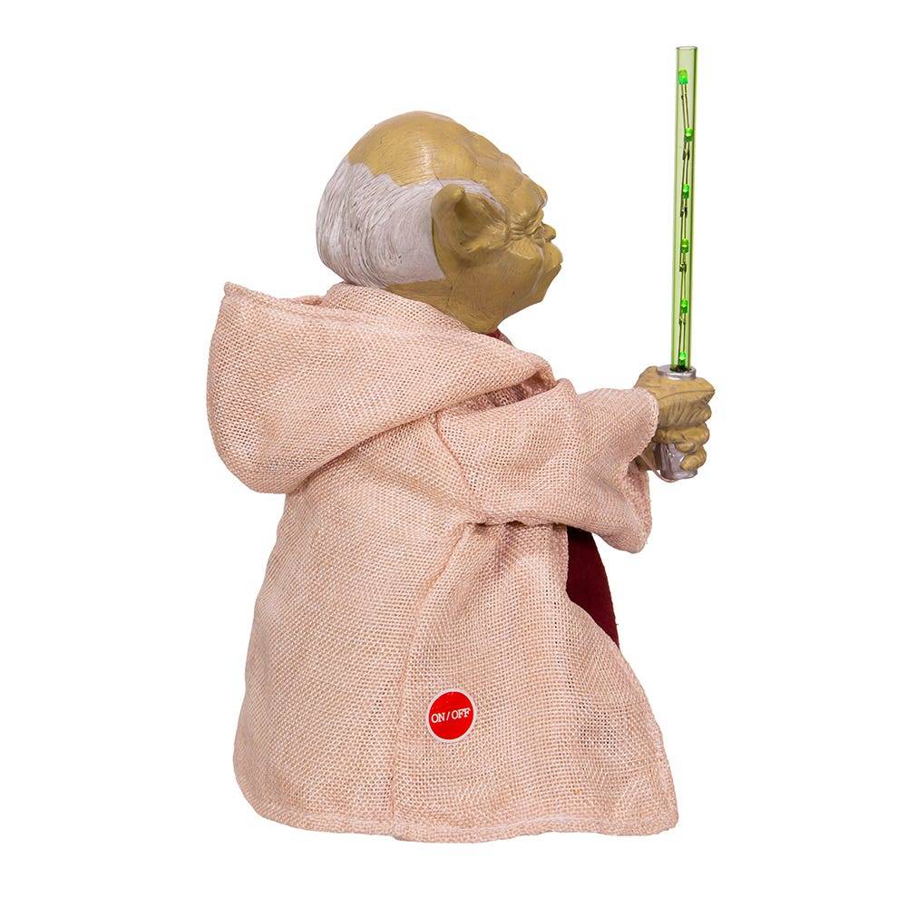 Kurt Adler 12-Inch Battery-Operated Star Wars Yoda with LED Light Saber Treetop