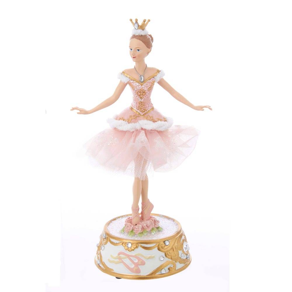 Kurt Adler 10-Inch Pink Ballerina Figure with Musical Base