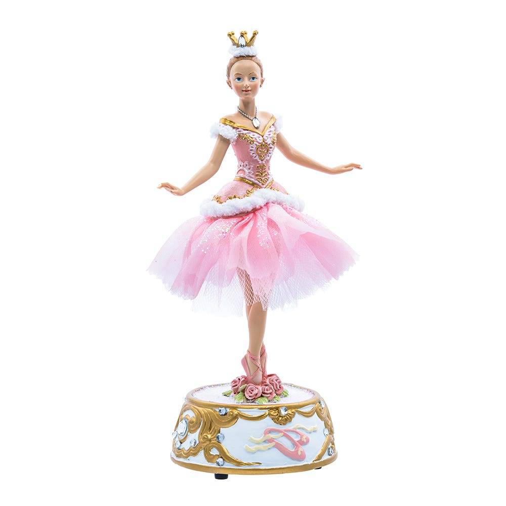 Kurt Adler 10-Inch Pink Ballerina Figure with Musical Base